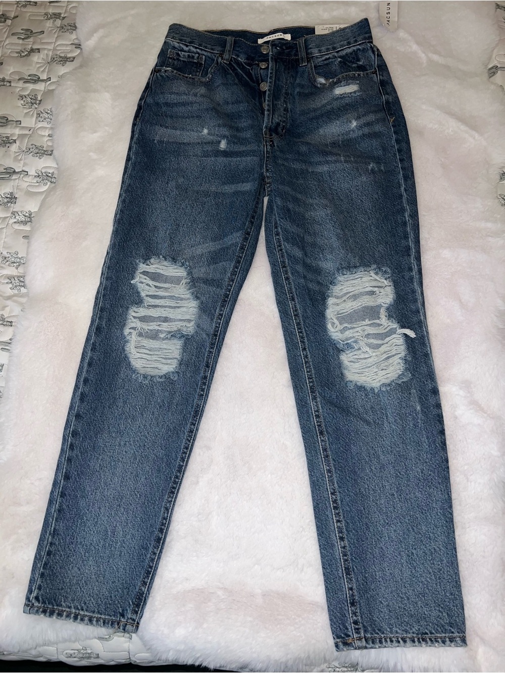 PacSun High-Rise Distressed slim Jeans - Dark Blue